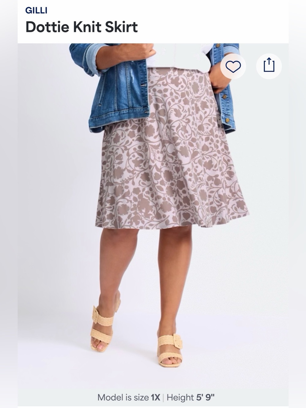 Gilli Beige Floral Skater Skirt NWT | Lined | Women’s 3X